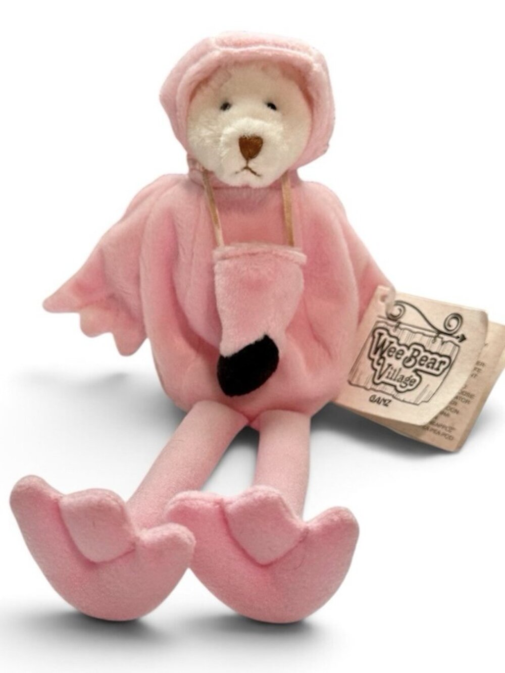 Ganz Wee Bear Village Teddy Bear Florida Flamingo Costume Plush Rare Tag 10.5”